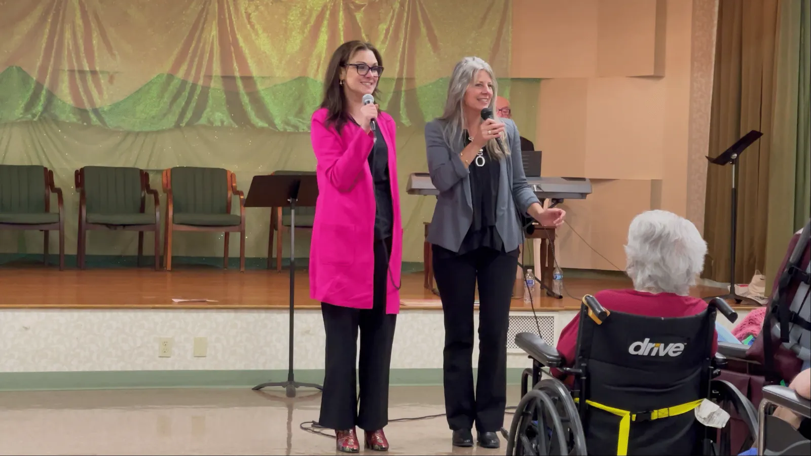 Sandy and Mara performing for residents at St. Patrick's Manor